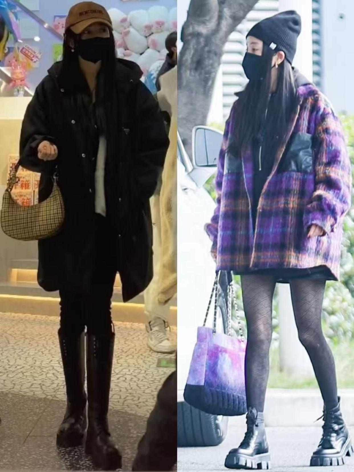 长靴女明星_杨幂时尚搭配技巧_冬季穿搭短外套修身长裤长筒靴